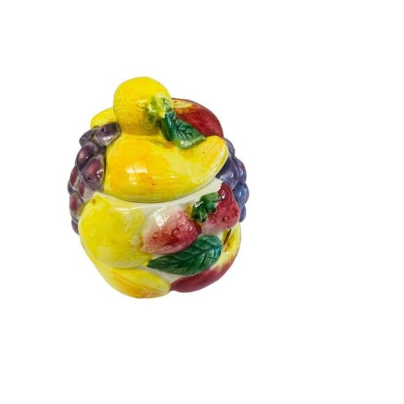 Vintage Potteries Fruit Vegetable Charming Sugar Bowl Fruit Basket Sugar Bowl  J - Picture 6 of 8